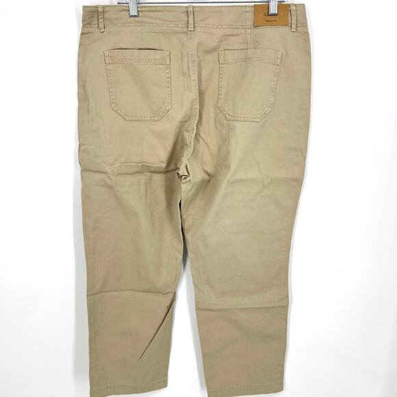 L.L. Bean Cotton Spandex Cropped Khaki Tan Pants Size 16 NWT - Picture 2 of 10